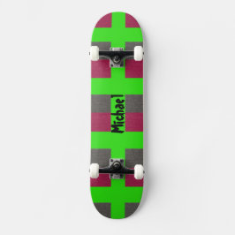 Neon Green Preppy Skateboard Simulated Red Gray
