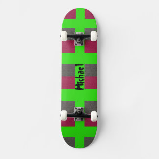 Neon Green Preppy Skateboard Simulated Red Gray