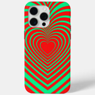 Neon Green Red Hypnotic Heart Liebe Pattern Case-Mate iPhone Hülle