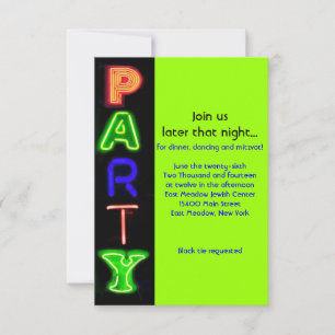 NEON GREEN SIGNS Bar Bat Mitzvah Party Card Einladung