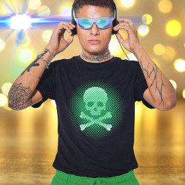 Neon Green Skull und Crossbones Gamer Gaming Cool T-Shirt