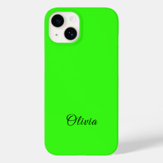 Neon Green Solid Color Individuelle Name Case-Mate iPhone 14 Hülle