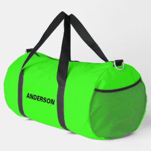 Neon Green Solid Color Individuelle Name Duffle Bag