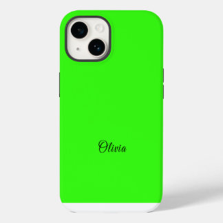 Neon Green Solid Color Individuelle Name iPhone 14 Hülle