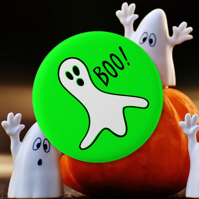 Neon Green Spooky Boo Ghost kids Halloween-Kostüm Button (Neon Green Spooky Boo Ghost Kids Halloween Costume Button)