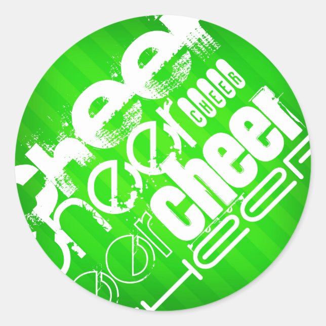 Neon Green Stripes Runder Aufkleber (Vorderseite)