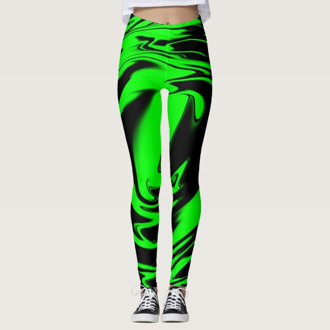Neon Green Surge Swirl Leggings (Vorderseite)