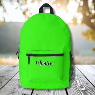 Neon Green und Black 3D Personalisiert Name Bedruckter Rucksack