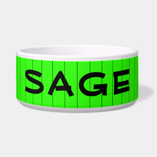 Neon Green und Black Thin Strip Name Cat Dog Napf