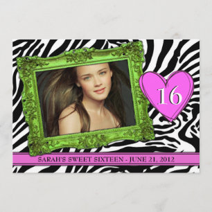 Neon Green und Pink 16 . Geburtstag Einladung