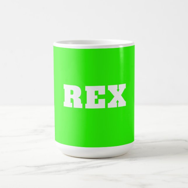 Neon Green und White Modern Name Pet Kaffeetasse (Mittel)