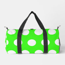 Neon Green White Large Polka Dots