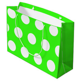 Neon Green White Large Polka Dots Große Geschenktüte