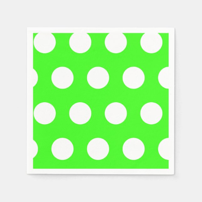 Neon Green White Large Polka Dots Serviette (Vorderseite)