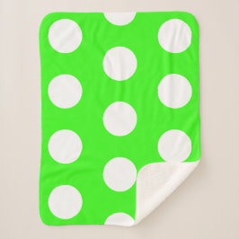Neon Green White Large Polka Dots Sherpadecke