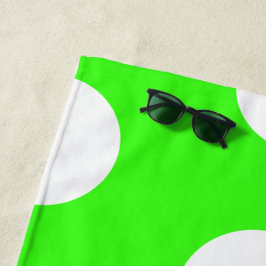 Neon Green White Large Polka Dots Strandtuch
