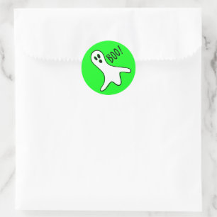 Neon Green White Spooky Ghost Kids Halloween-Party Runder Aufkleber