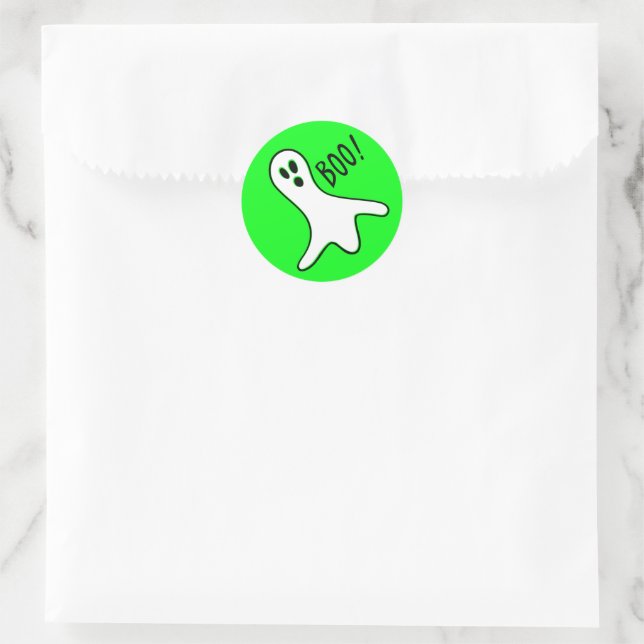 Neon Green White Spooky Ghost Kids Halloween-Party Runder Aufkleber (Tasche)