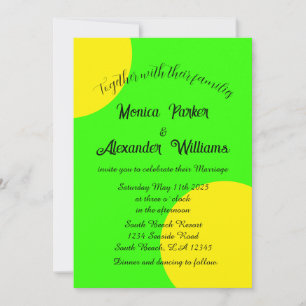 Neon Green Yellow Bold Modern Retro Wedding Einladung