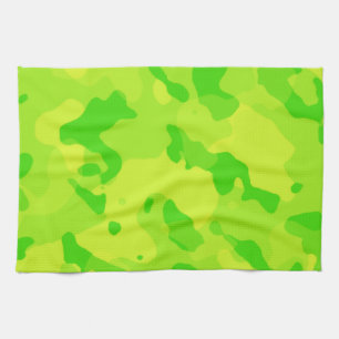 Neon Green Yellow Camouflage; Camouflage Küchentuch