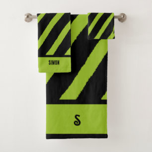 Neon Green Zebra Drucktuch Badhandtuch Set