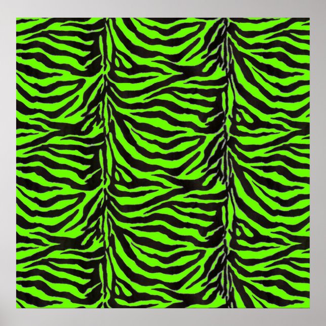 Neon Green Zebra Skin Texture Background Poster (Vorne)