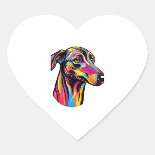 Neon Greyhound Herz-Aufkleber