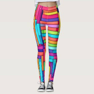 Neon Grid - Abstraktes Mosaik Leggings