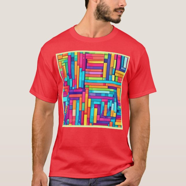 Neon Grid - Abstraktes Mosaik T-Shirt (Vorderseite)