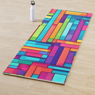 Neon Grid - Abstraktes Mosaik Yogamatte