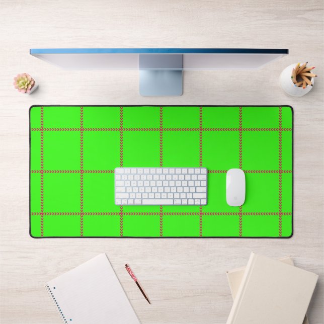 Neon Grid Desk Mat With Pink Arrows – Customizable Schreibtischunterlage (Büro 1)