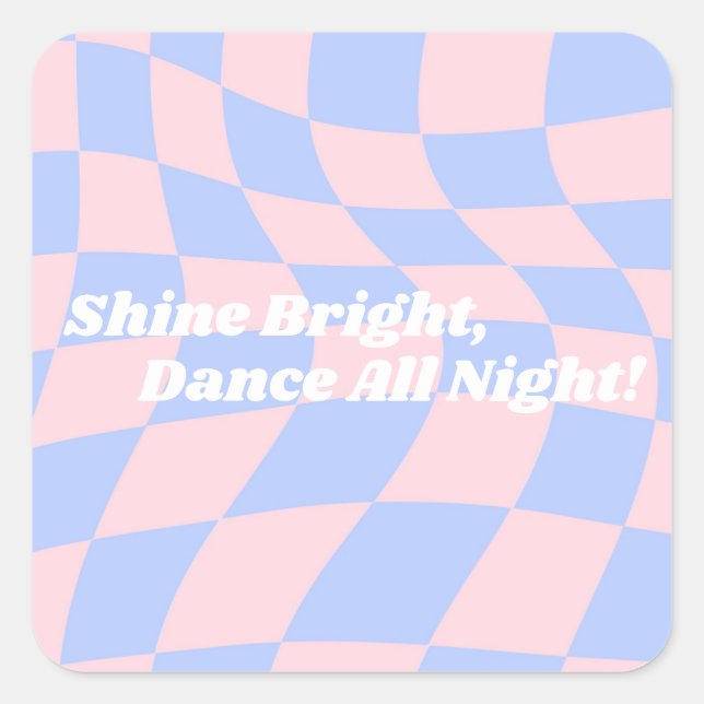 Neon Groovy Disco Quadratischer Aufkleber (Vorderseite)