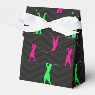 Neon Grün, Hot Pink, Vintage Golfer Schwarz Chevro Geschenkschachtel