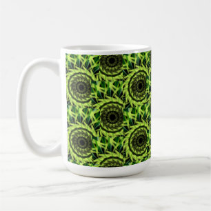 Neon Grün Hypnotischer Wirbel Abstract Geometrisch Kaffeetasse