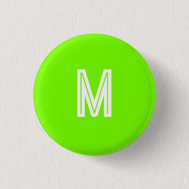 Neon Grün - Monogramm hinzufügen Button (Vorderseite)