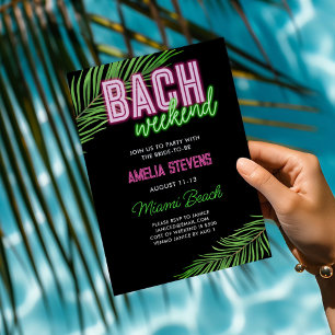 Neon Grün & Pink Tropisches Junggesellinnen-Wochen Einladung