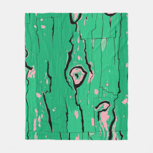 Neon Grün Pop Art Holzkorn abstrakt Bark Fleecedecke