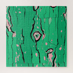 Neon Grün Pop Art Holzkorn abstrakt Bark Puzzle