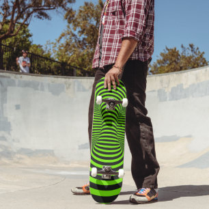 Neon Grün & Schwarze Optische Täuschung Unisex Skateboard