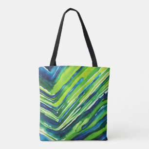 Neon Grün und Dunkelblau gestreifte Kunst