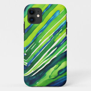 Neon Grün und Dunkelblau gestreifte Kunst Case-Mate iPhone Hülle