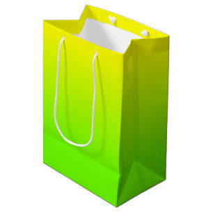 Neon Grün und Neon Gelb Ombré Farbverlauf Mittlere Geschenktüte