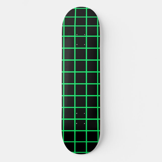 Neon Grün und Schwarz Grid Skateboard Deck (Vorderseite)
