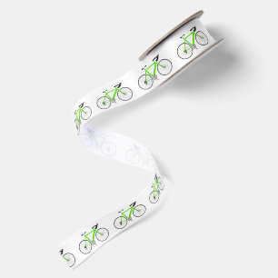 Neon-grüne Fahrräder auf Weiß Satinband