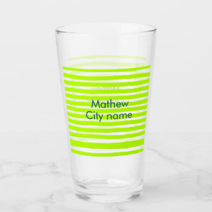 Neon-grüne gelbe Retro-Streifen fügen Namen Stadt Glas