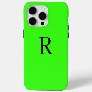 Neon-grüne Monogramm-Initiale Name Benutzerdefinie iPhone 15 Pro Max Hülle