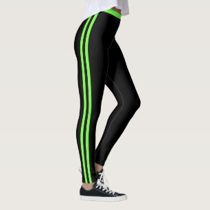 Neon Grüne Seitenstreifen Schwarze Leggings Ihre F