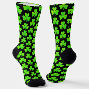 Neon-grüne Shamrock-All-Over-Print-Socken Socken
