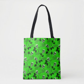 Neon-grüner floraler gotischer Totenkopf