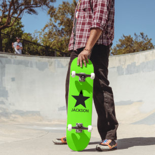 Neon-grüner Hintergrund Schwarzer Stern Benutzerde Skateboard